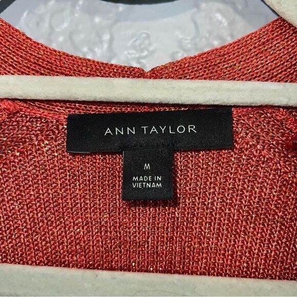 Ann Taylor Womens Open Front Long Sleeve Knitted Sweater Cardigan Orange Medium - Picture 7 of 8